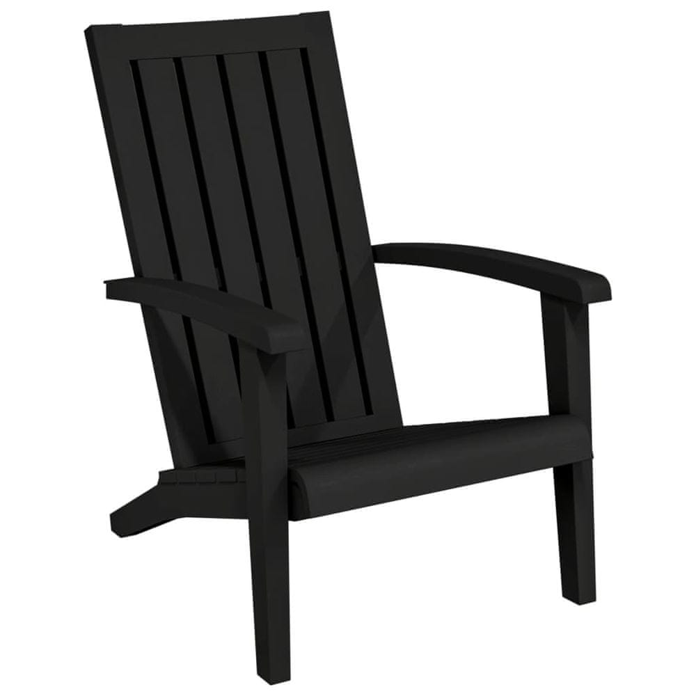 Vidaxl Záhradná stolička Adirondack čierna polyratan